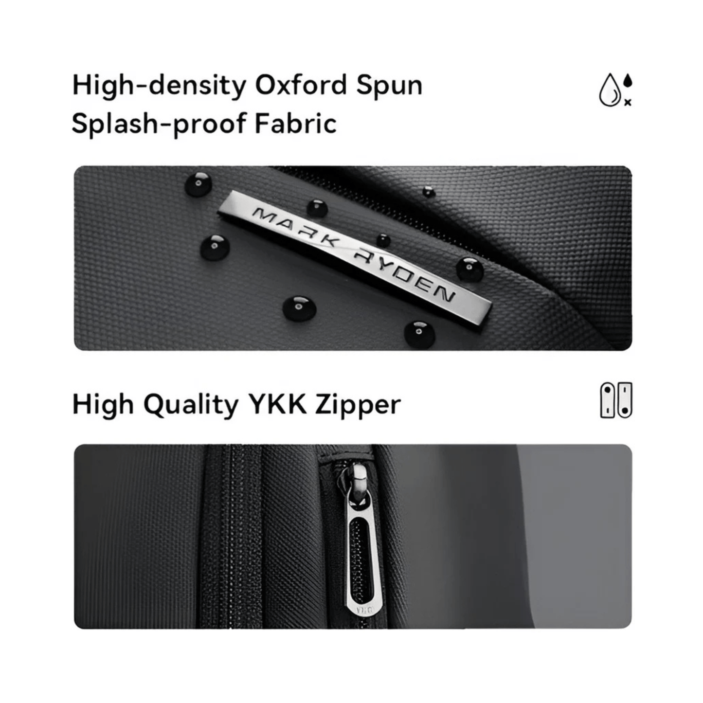 CarryQuest® - Waterafstotend + Laptopvak 15,6" - Schoolrugzak - Boekentassen - Zwart