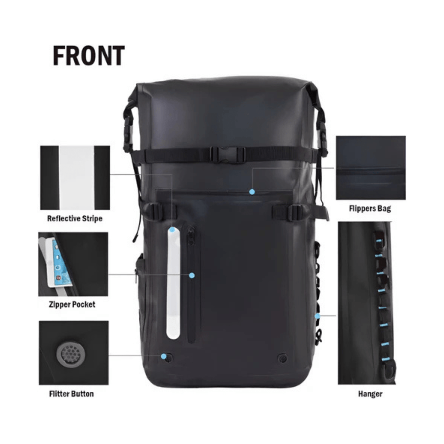 CarryQuest® - Waterdichte Rugzak - 30L Dry Bag voor Duikuitrusting - Unisex - 500D PVC - ZwartCarryQuestsimple