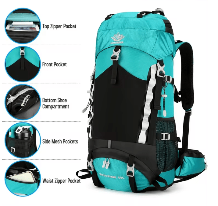 CarryQuest® - Waterdichte Rugzak 60L – Nylon – ZwartCarryQuestWandel Rugzak60L
