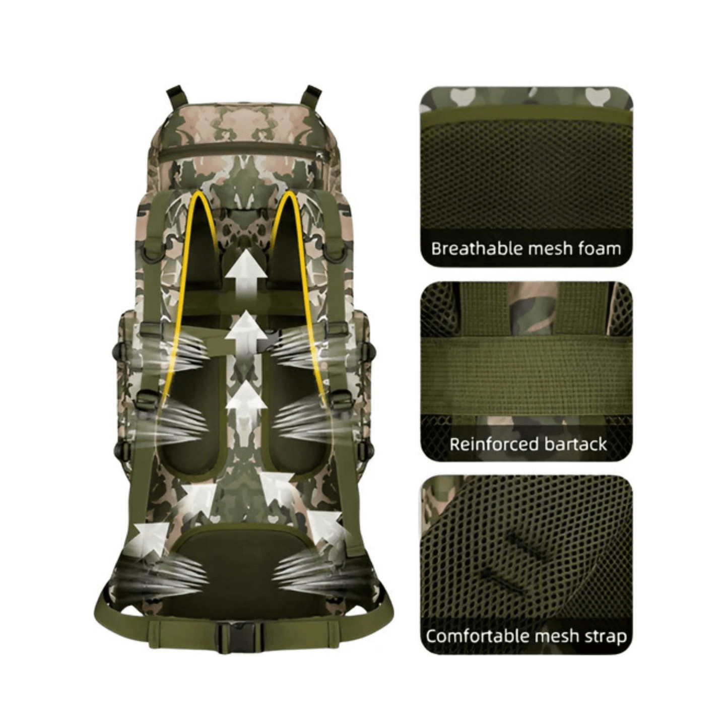 CarryQuest® - Waterdichte - Wandelen - Camping - Rugzak - Heren - 90 Liter - GroenCarryQuestsimple
