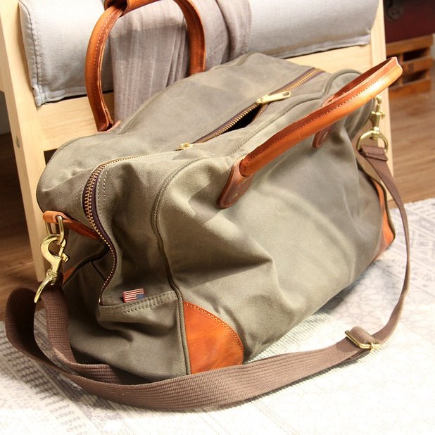 CarryQuest® Waxed Canvas Reistas - 50x30x20cm - Army Groen - Duurzaam & Waterbestendig - WeekendtasCarryQuestReis - /Weekendtas03