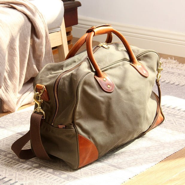CarryQuest® Waxed Canvas Reistas - 50x30x20cm - Army Groen - Duurzaam & Waterbestendig - WeekendtasCarryQuestReis - /Weekendtas03