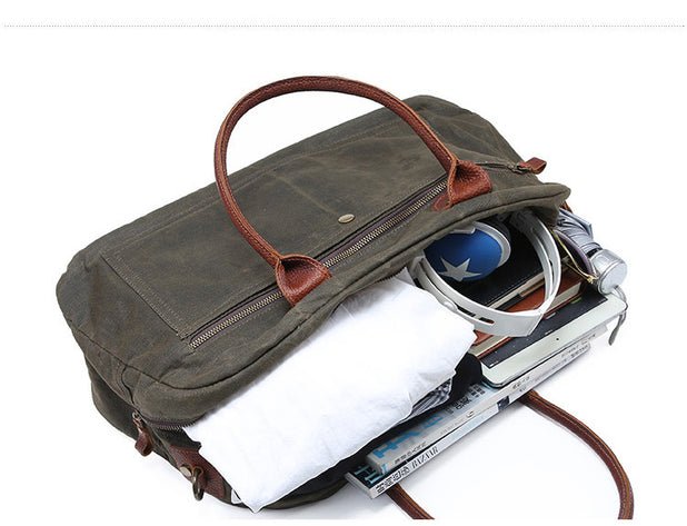 CarryQuest® Weekendtas Canvas - 50x29x12cm - Khaki - Stijlvol & Ruim - Perfect voor ReizenCarryQuestReis - /Weekendtas03