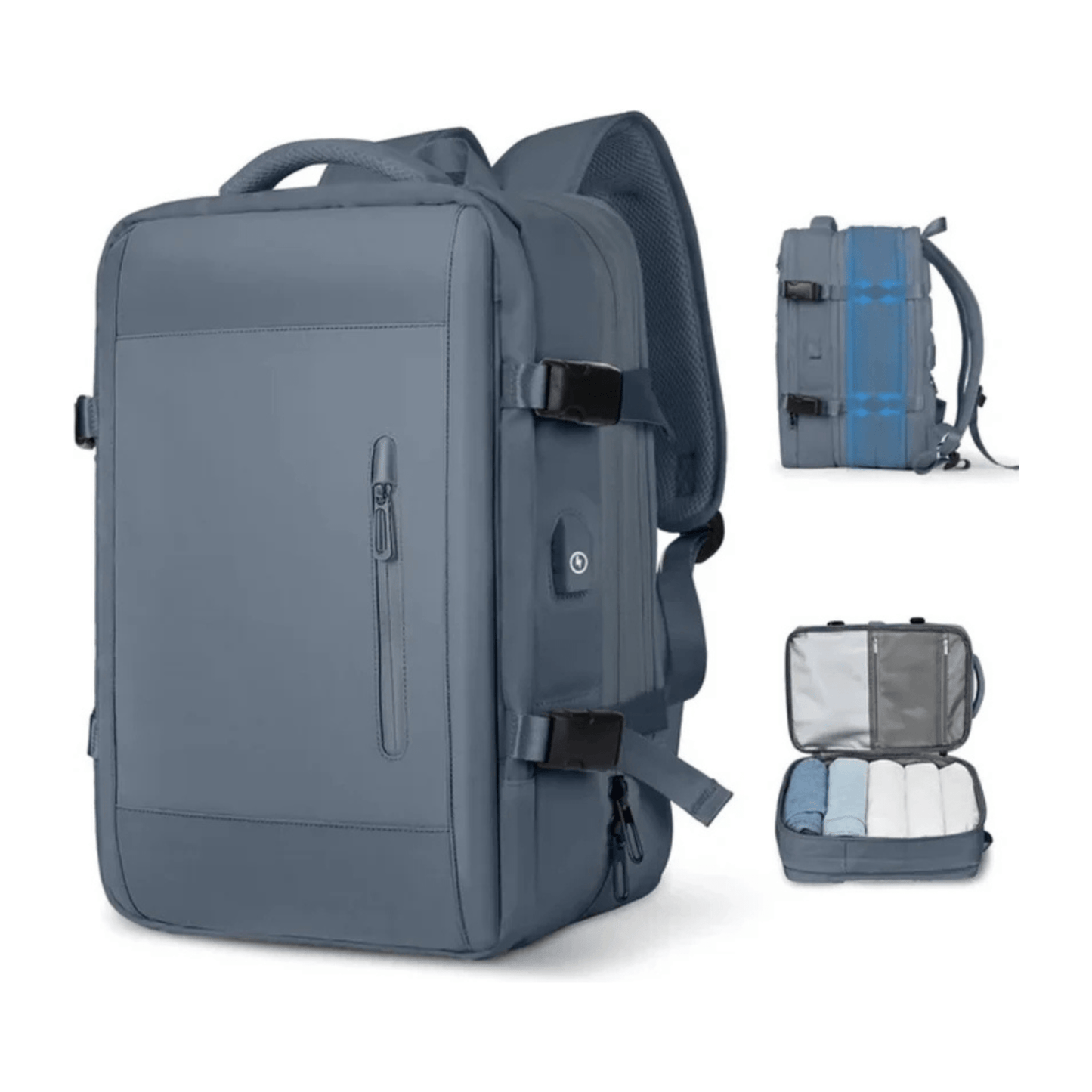 CarryQuest® - Weekendtas - Rugzak - Unisex - 36 - 55 Liter - Nylon - Laptopvak - Reis - Weekend - Blauw