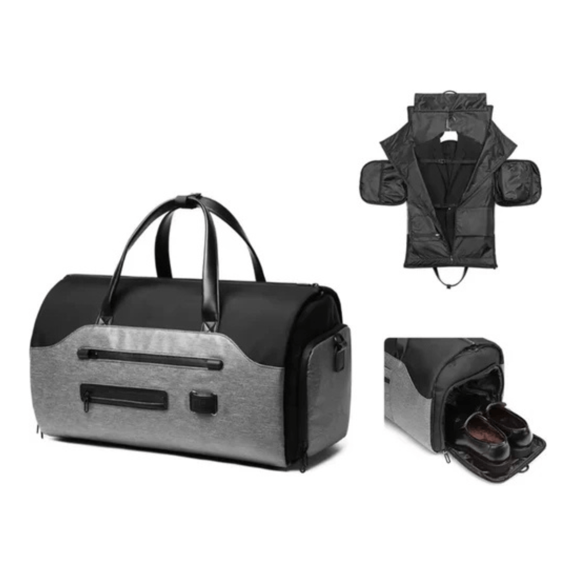 CarryQuest® - Zakelijke Reistas/Weekendtas - Waterdicht - Schoenenzak - Handbagage - Zwart/Grijs