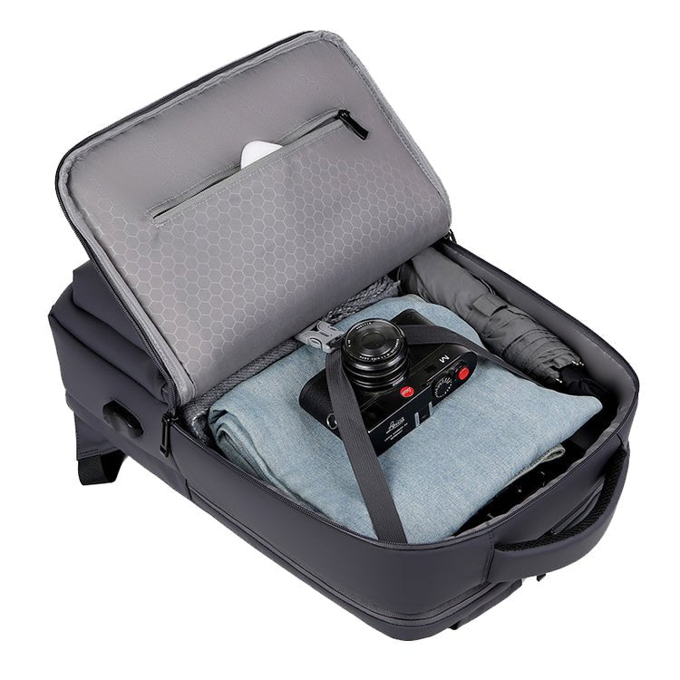 CarryQuest® Zakelijke Rugzak – 17" Laptop – Waterdicht – Oxford Stof – Zwart/Grijs/BlauwCarryQuest®Zakelijke Rugzak03