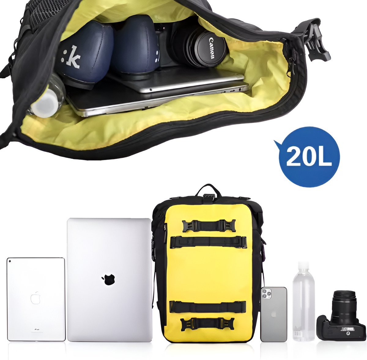 WoYoW® - Motorfiets Achter Tas 20L Waterdicht Multifunctioneel Zadel Zijbagage Tas Fietsrugzak Universeel - Zwart 20L