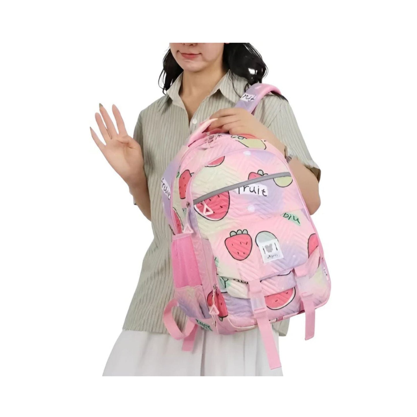 CarryQuest® - Nieuwe Schattige Aardbei Rugzak - 16 inch en Waterafstotend - Licht Roze