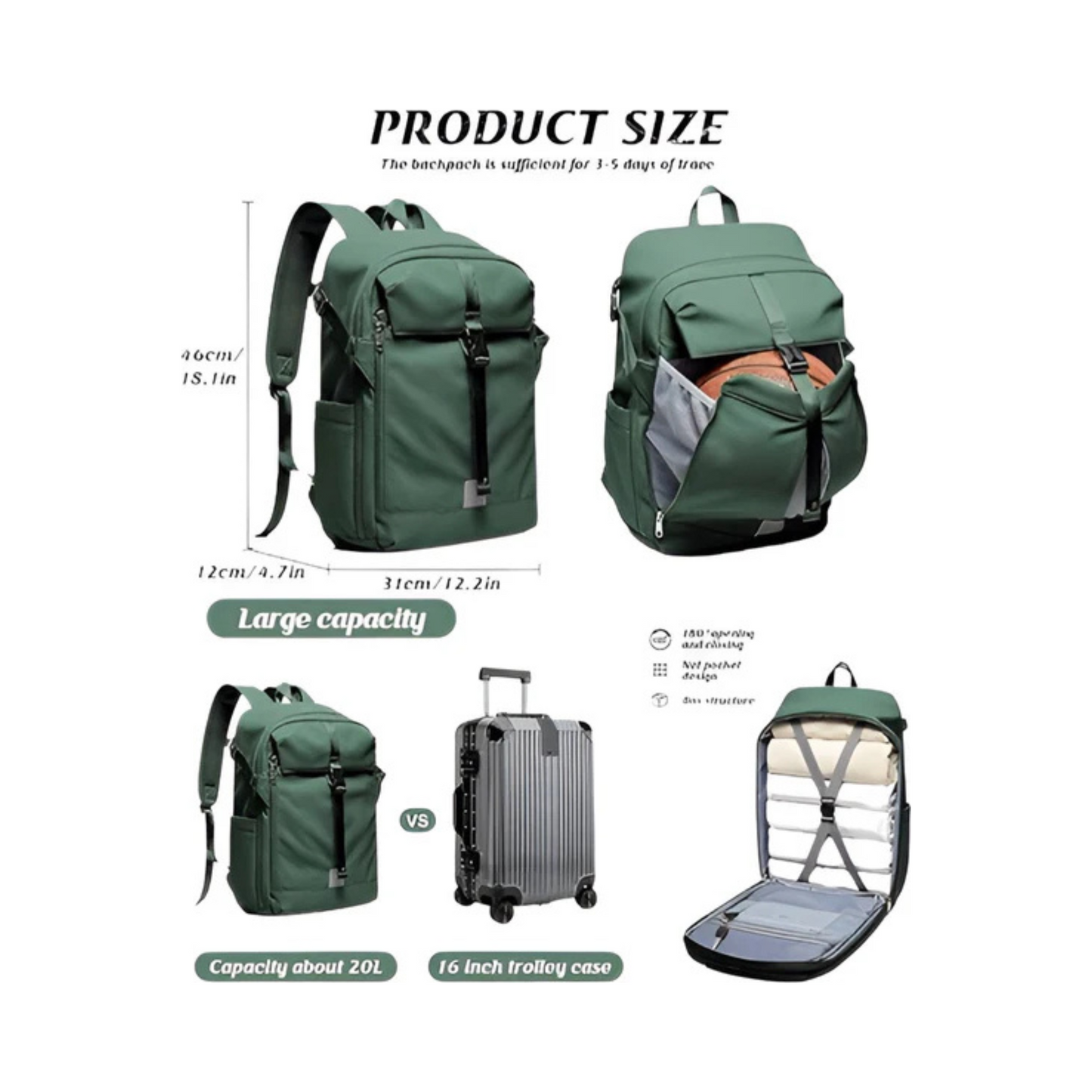 CarryQuest® - Motor Rugzak - Waterdichte Rugzak - Duurzaam Nylon - Comfortabele Schouderbanden -  Groen