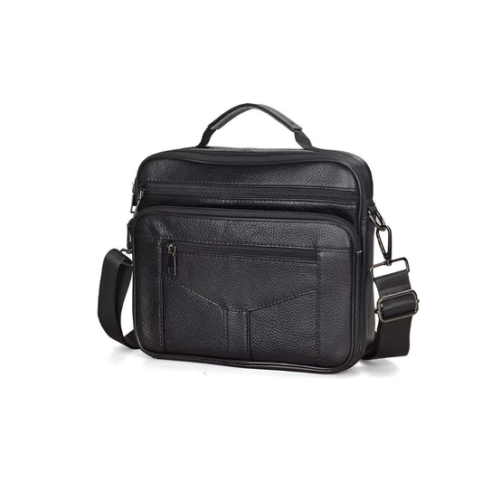 CarryQuest® - Men's Leather Shoulder Bag - Cowhide Leather Handbags - Black