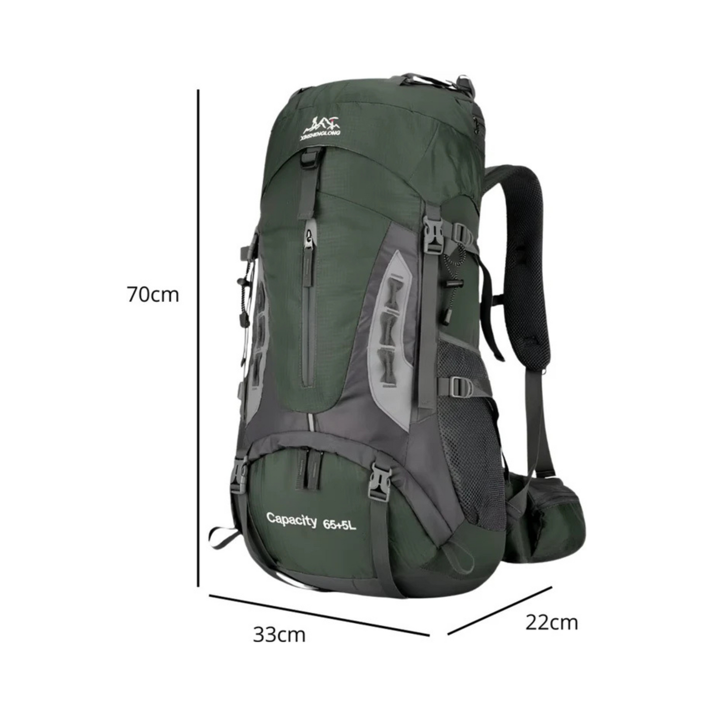 CarryQuest® - Große, leichte Wandertasche aus Nylon - Vorderseite - Grün