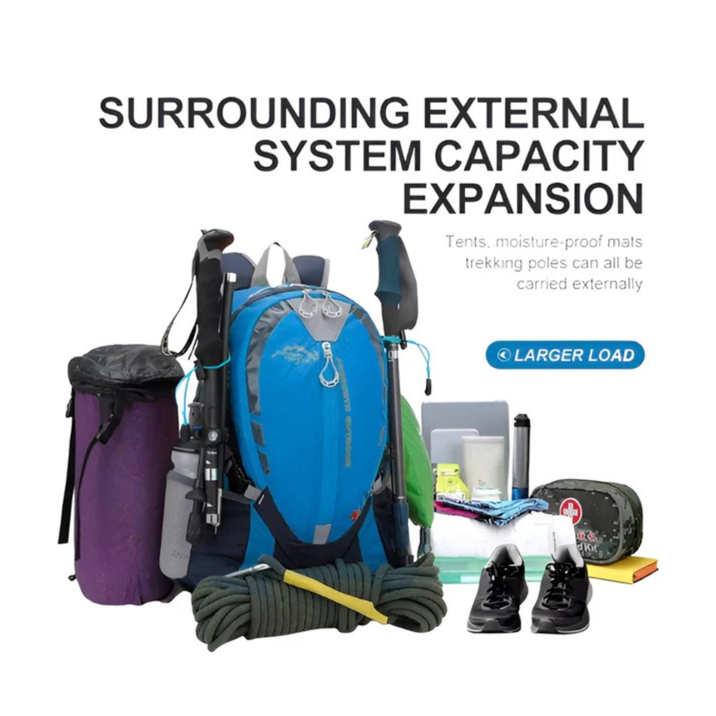 CarryQuest® - Bergbeklimmen Hydratatie Rugzak 25L + 2L Waterzak  - Wandel Rugzak - Blauw
