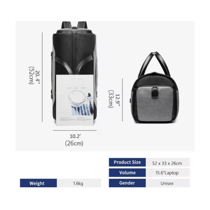 Avoir Zakelijke Reistas/Weekendtas - Waterdicht - Schoenenzak - Handbagage - Zwart