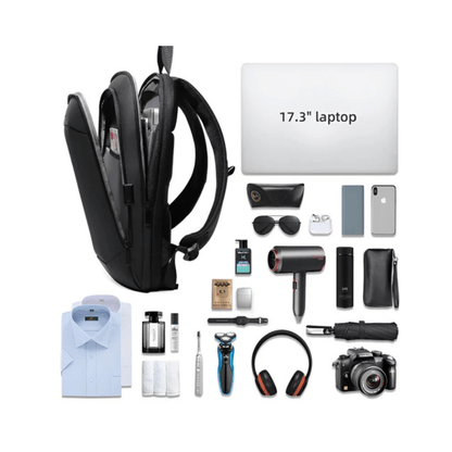 CarryQuest® - 17 Inch Laptop Rugzak - USB Poort + Waterdicht - Waterdichte Reistas - ZwartCarryQuestsimple