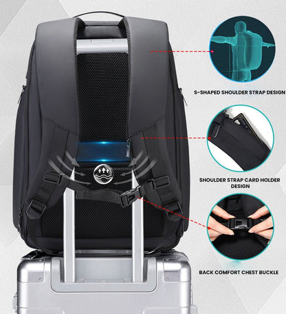 CarryQuest® 30L Waterdichte Rugzak – 46x32x24 cm – USB Oplaadpoort – Lichtgewicht – Perfect voor Reizen en Dagelijks GebruikCarryQuest®simpleNiet Klaar