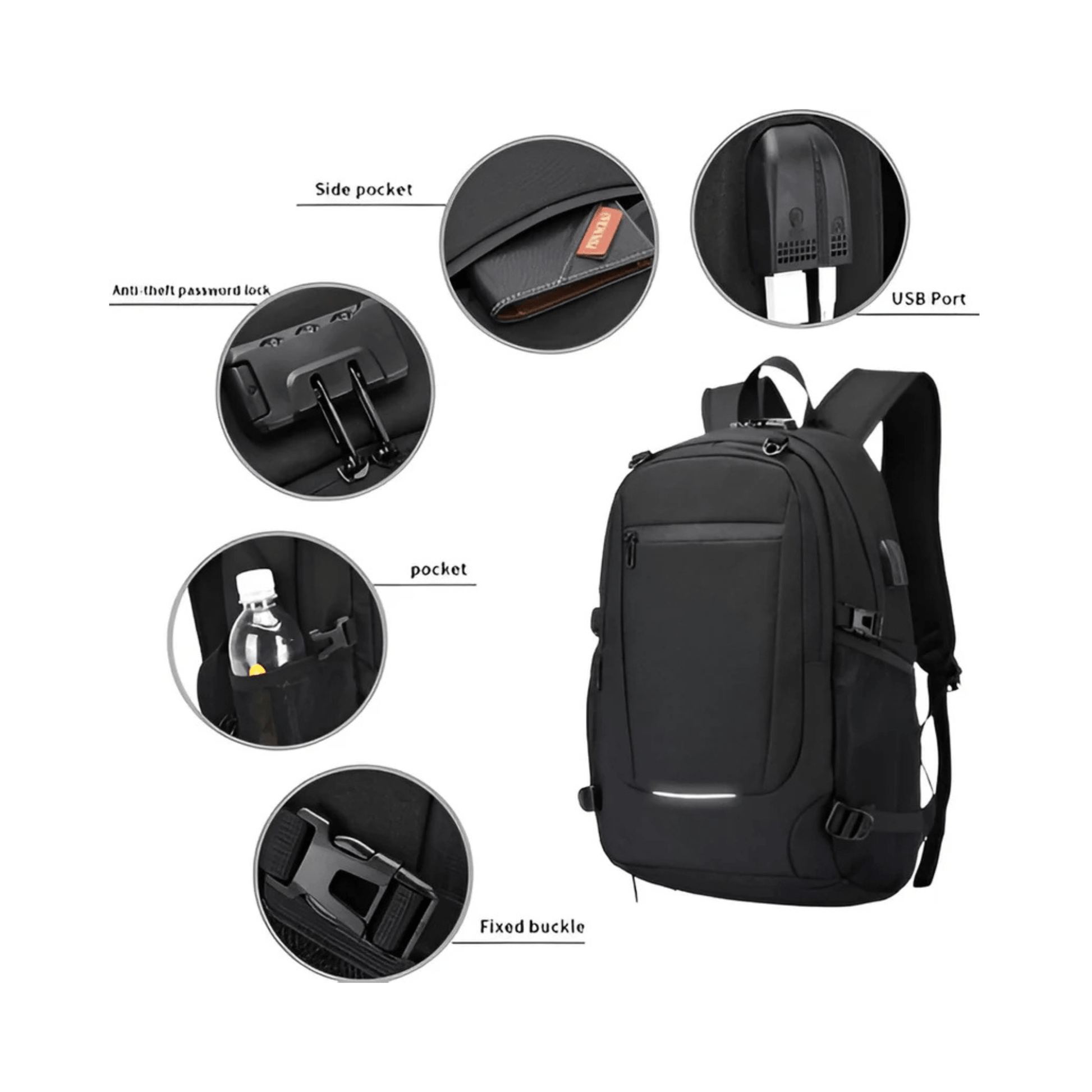 CarryQuest® - 32L Capaciteit - Laptopvak 12 - 15,6 inch - USB - Oplaadpoort - ZwartCarryQuestsimple