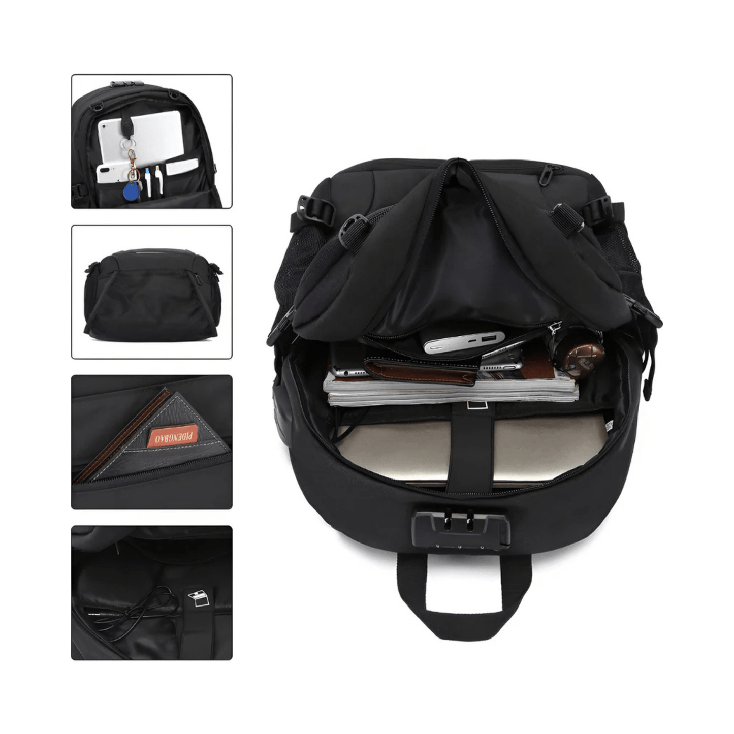CarryQuest® - 32L Capaciteit - Laptopvak 12 - 15,6 inch - USB - Oplaadpoort - ZwartCarryQuestsimple
