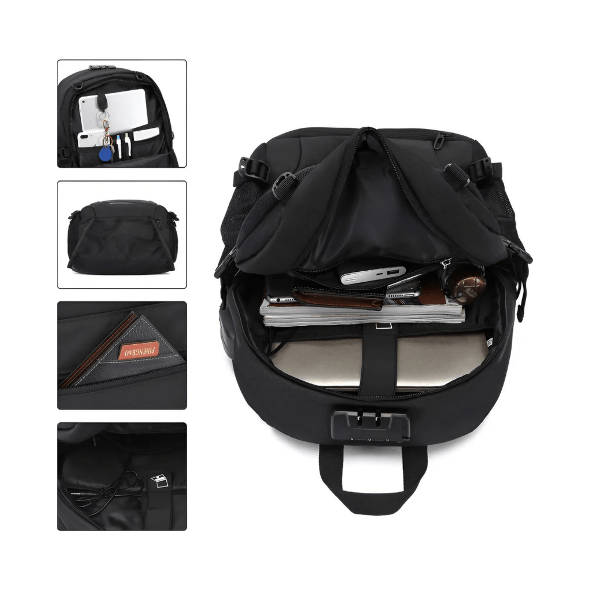 CarryQuest® - 32L Capaciteit - Laptopvak 12 - 15,6 inch - USB - Oplaadpoort - ZwartCarryQuestsimple