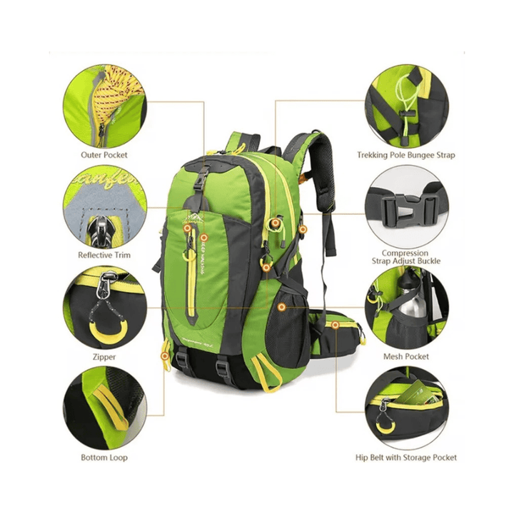 CarryQuest® - 40L - Rugzakken - Waterafstotend - Wandelen - Reizen - Nylon - 40 Liter - Zwart