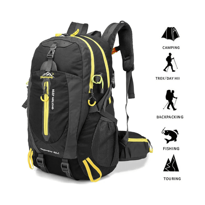 CarryQuest® - 40L - Rugzakken - Waterafstotend - Wandelen - Reizen - Nylon - 40 Liter - Zwart