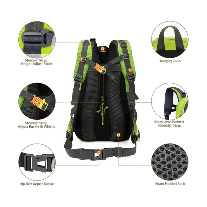 CarryQuest® - 40L - Rugzakken - Waterafstotend - Wandelen - Reizen - Nylon - 40 Liter - Zwart