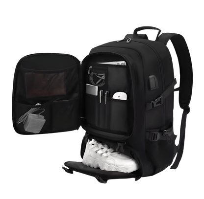 CarryQuest® - 50L/ 80L Grote Reistas - Waterdicht - Ergonomisch - Schoenenvak - ZwartCarryQuest