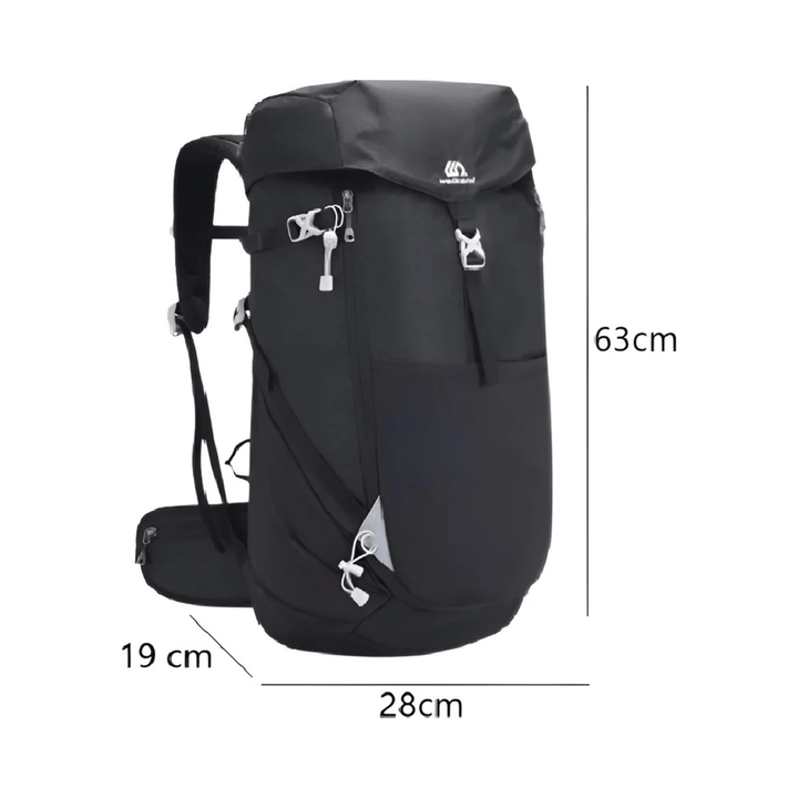 CarryQuest® - 50L Bergrugzak Waterdichte Schoudertas - 50 Liter Capaciteit - Voor Kamperen en Wandelen - Zwart