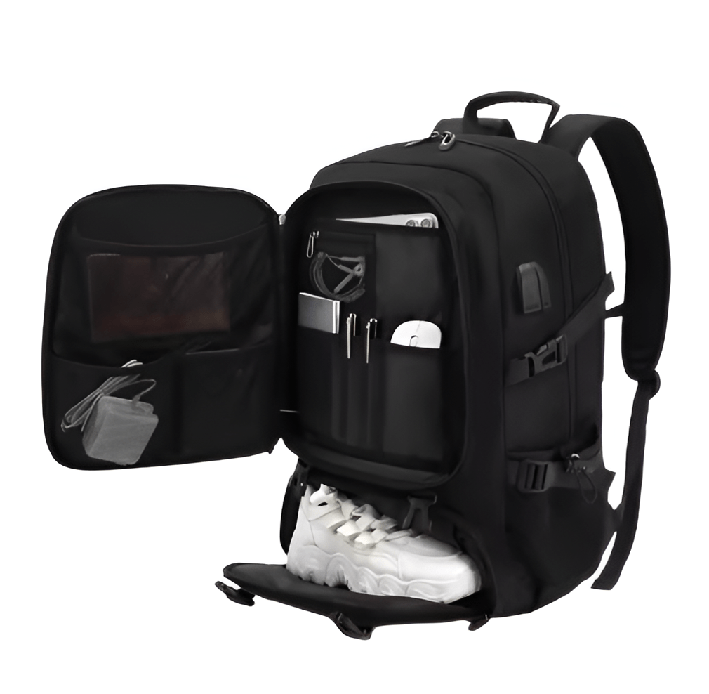 CarryQuest® - 50L en 80L Reistas - Apart Schoenenvak - ZwartCarryQuest