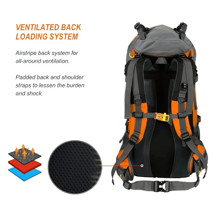 CarryQuest® - 50L Outdoor Rugzak - Nylon - Backpack Organizer - Wandelrugzak - Oranje