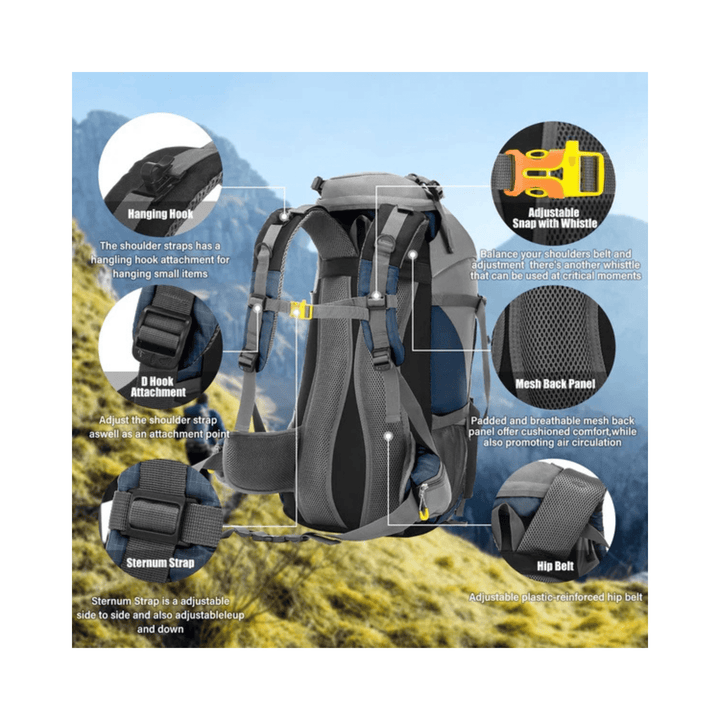 CarryQuest® - 50L - Rugzak - Waterbestendig - Duurzaam - Wandelen - Reizen - Groen