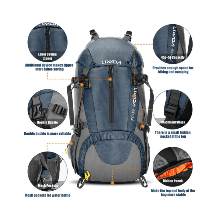 CarryQuest® - 50L - Rugzak - Waterbestendig - Duurzaam - Wandelen - Reizen - Groen