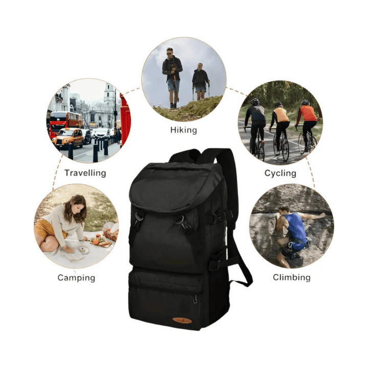 CarryQuest® - 50L Wandelen Reisrugzak - Waterdicht - Lichtgewicht - Laptop 15,6" - Wandelrugzak - Zwart