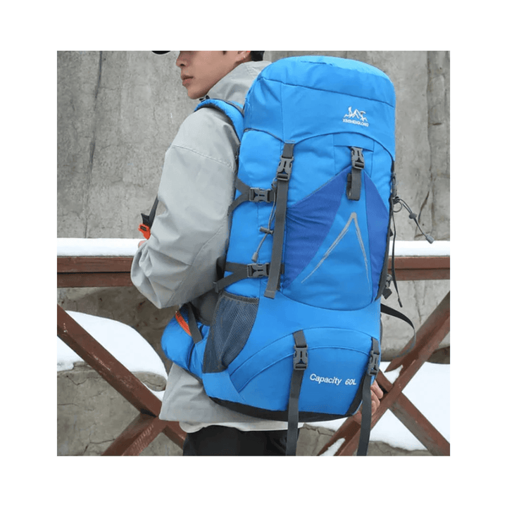 CarryQuest® - 60L - Hiking Rugzak - Rugzak - Waterdicht - Duurzaam - Nylon - Wandelen - Licht Blauw