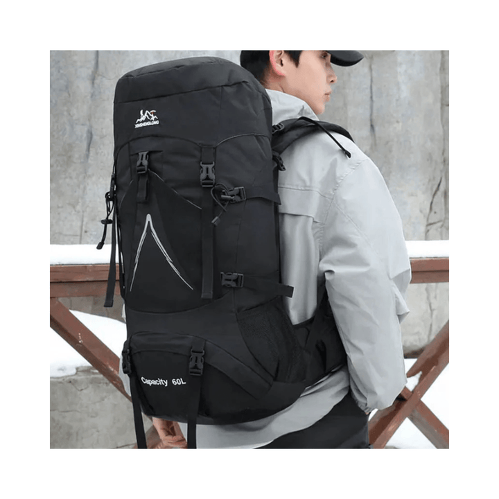 CarryQuest® - 60L - Hiking Rugzak - Rugzak - Waterdicht - Duurzaam - Nylon - Wandelen - Zwart