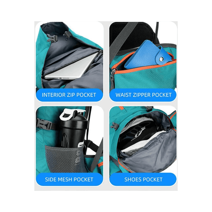 CarryQuest® - 60L - Hiking Rugzak - Rugzak - Waterdicht - Duurzaam - Nylon - Wandelen - Zwart