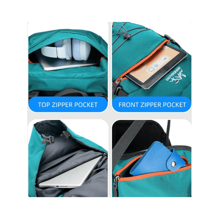 CarryQuest® - 60L - Hiking Rugzak - Rugzak - Waterdicht - Duurzaam - Nylon - Wandelen - Zwart