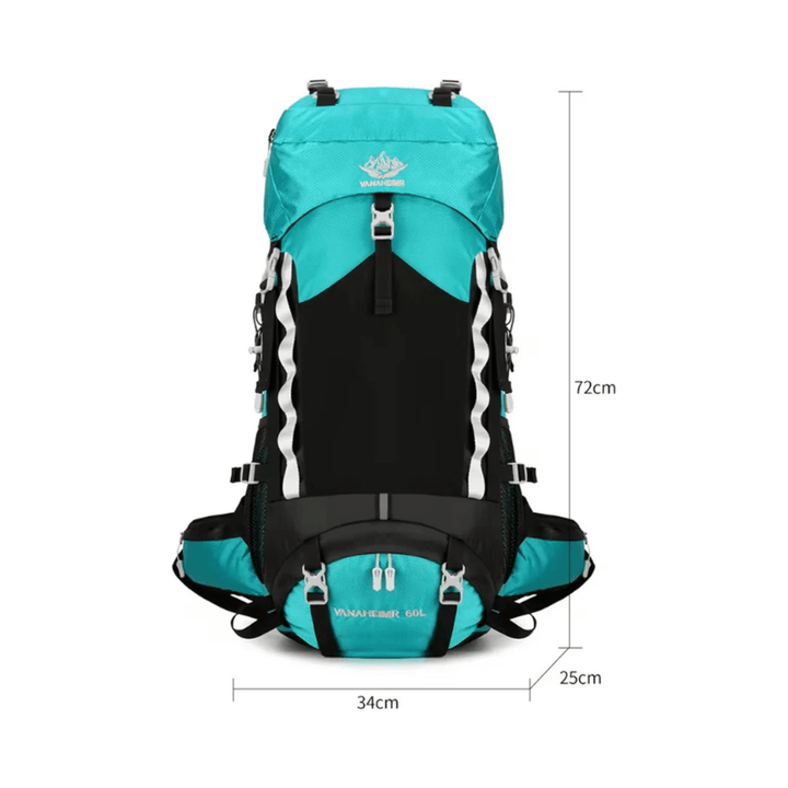 CarryQuest® - 60L - Rugzak - Waterdichte Rugzak - Rugzakken - Wandelen - Duurzaam - Nylon - Zwart