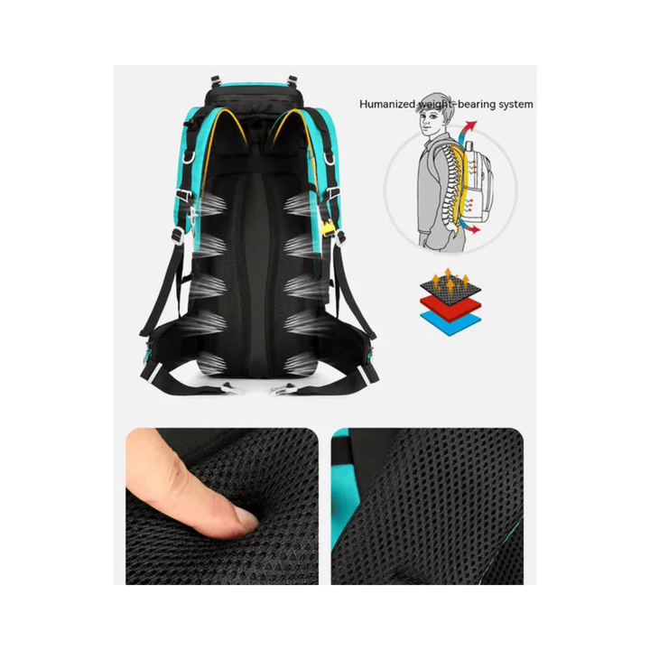 CarryQuest® - 60L - Rugzak - Waterdichte Rugzak - Rugzakken - Wandelen - Duurzaam - Nylon - Zwart