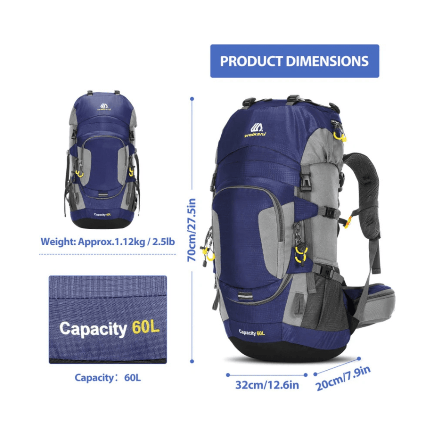 CarryQuest® - 60L - Wandelrugzak - Rugzak - Wandelen - Waterbestendig - Duurzaam - Polyester - GroenCarryQuestsimple