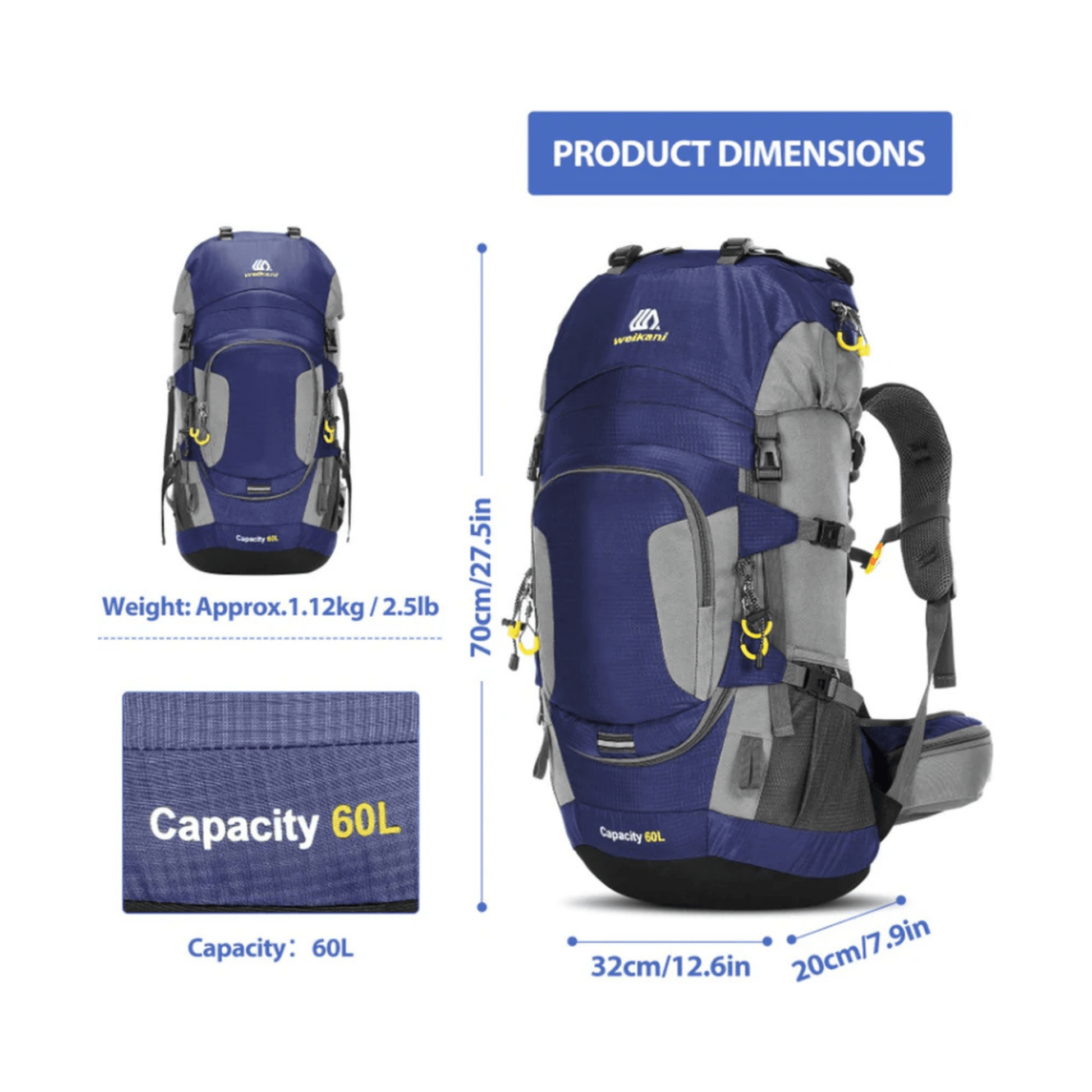 CarryQuest® - 60L - Wandelrugzak - Rugzak - Wandelen - Waterbestendig - Duurzaam - Polyester - GroenCarryQuestsimple