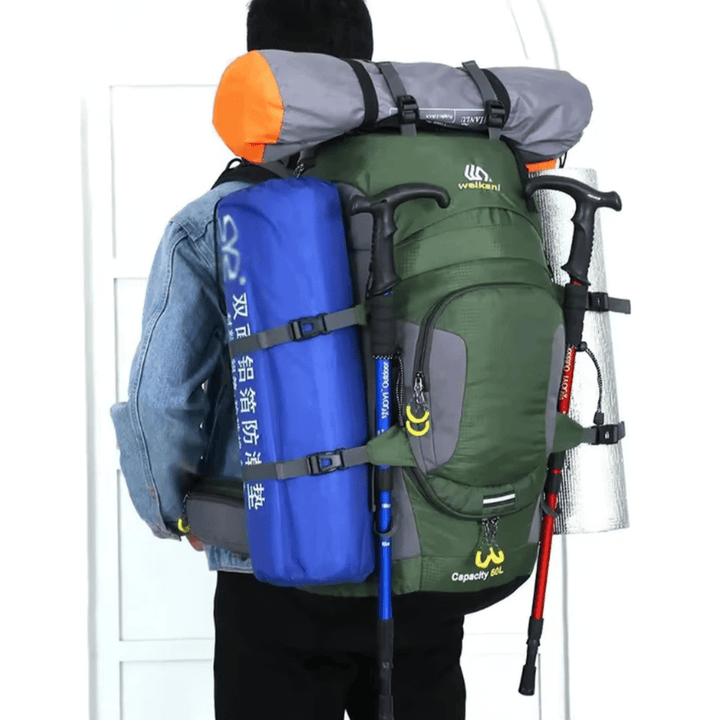 CarryQuest® - 60L - Wandelrugzak - Rugzak - Wandelen - Waterbestendig - Duurzaam - Polyester - Groen