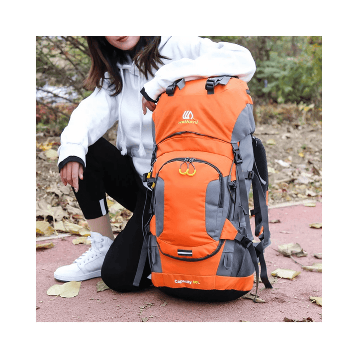 CarryQuest® - 60L - Wandelrugzak - Rugzak - Wandelen - Waterbestendig - Duurzaam - Polyester - Oranje