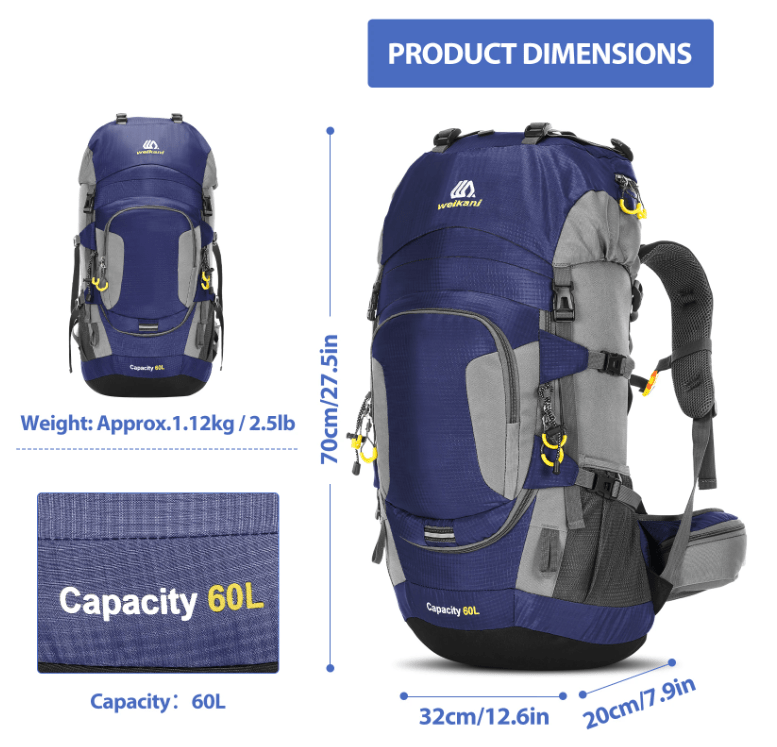 CarryQuest® - 60L Wandelrugzak - Waterbestendig - 3 Kleuren - CarryQuest