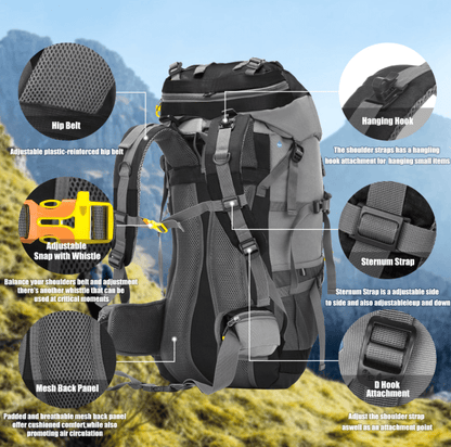 CarryQuest® - 60L Wandelrugzak - Waterbestendig - 3 Kleuren - CarryQuest