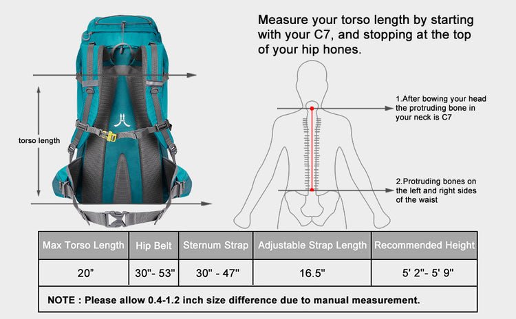 CarryQuest® 60L Waterdichte Bergbeklim Rugzak – Lichtgewicht en ErgonomischCarryQuest