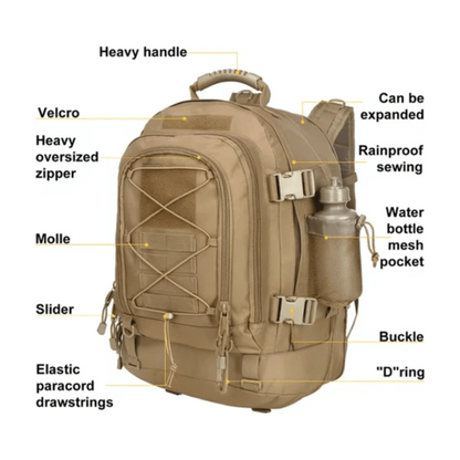 CarryQuest® - 65L - Military - Rugzak - Wandelen - Kamperen - Vissen - Outdoor - KhakiCarryQuestsimple