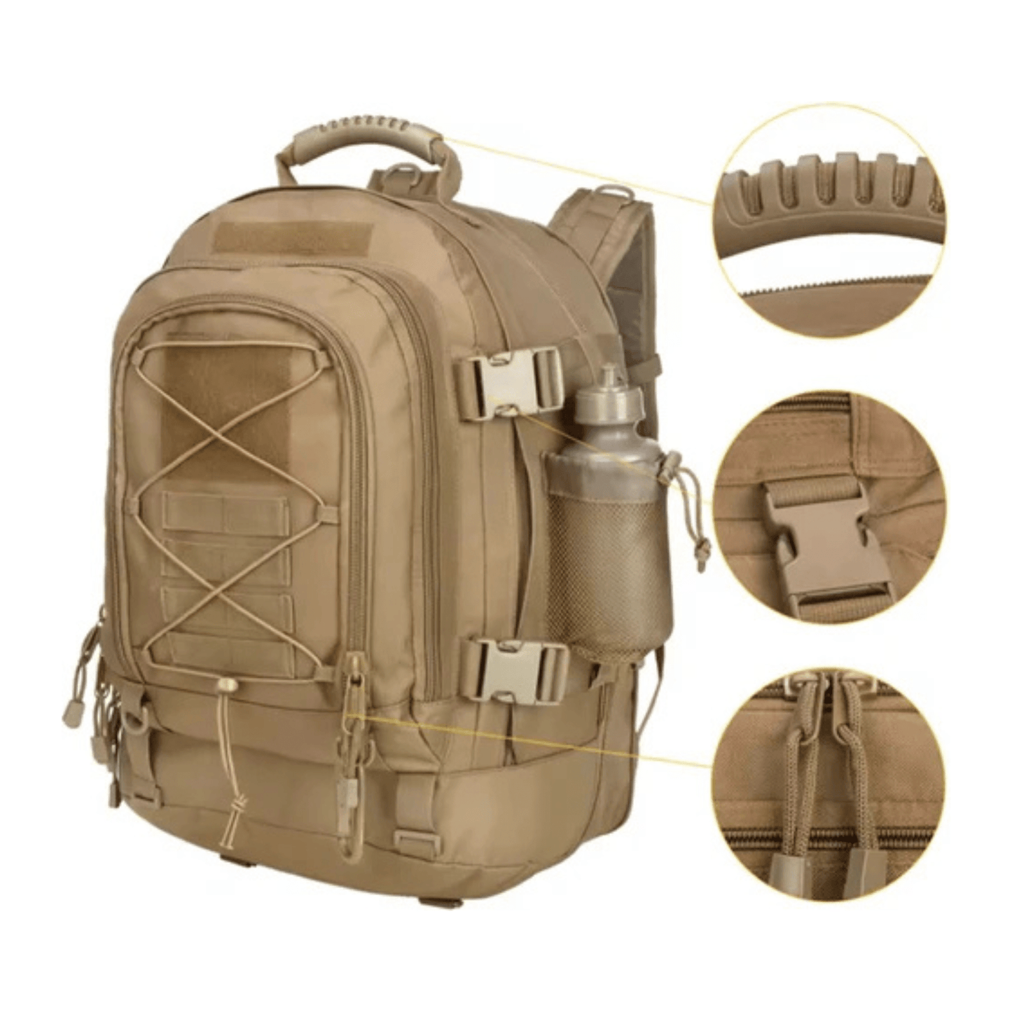 CarryQuest® - 65L - Military - Rugzak - Wandelen - Kamperen - Vissen - Outdoor - KhakiCarryQuestsimple