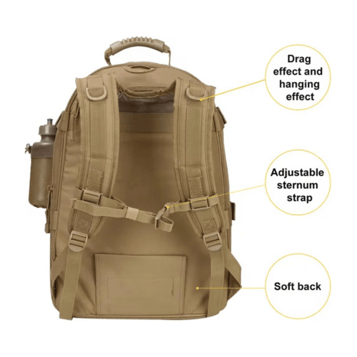 CarryQuest® - 65L - Military - Rugzak - Wandelen - Kamperen - Vissen - Outdoor - Khaki