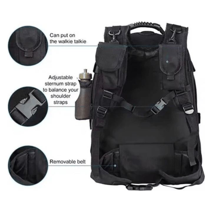 CarryQuest® - 65L - Military - Rugzak - Wandelen - Kamperen - Vissen - Outdoor - Zwart