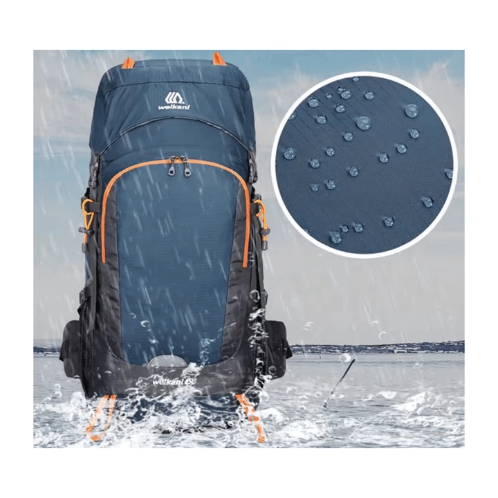 CarryQuest® - 65L - Rugzak - Outdoor - Wandelen - Waterbestendig - Duurzaam - Licht Blauw